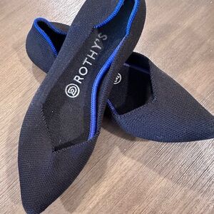 Rothys Shoes Womens 7 Black The Point Knit Lightweight Casual Ballet Flat Shoes